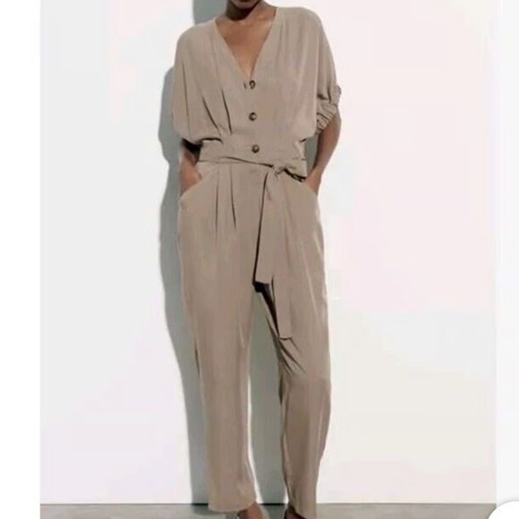 🌸Zara jumpsuit beige - Picture 5 of 5